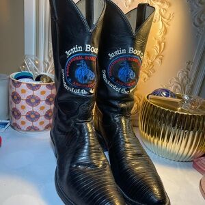 Justin Boots Black Embossed Men's Western Boots